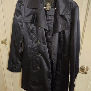 George Midnight Blue Satin Trench Coat